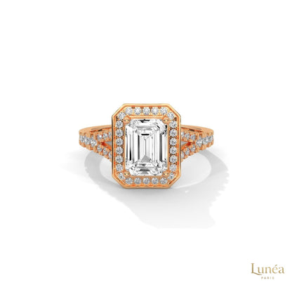 1.60 Ct. Emerald-Cut Halo Lab Diamond Engagement Ring