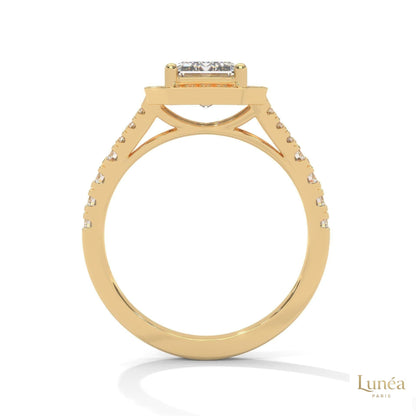 1.60 Ct. Emerald-Cut Halo Lab Diamond Engagement Ring