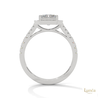 1.60 Ct. Emerald-Cut Halo Lab Diamond Engagement Ring