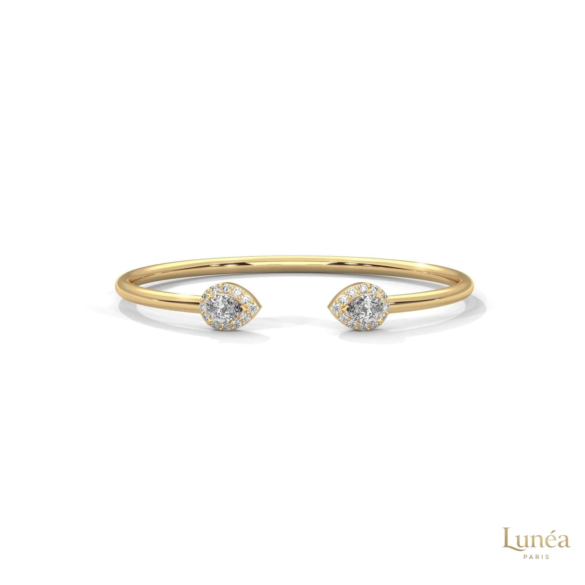 1.60 Ct. Open Bangle with Pear Lab Diamond Accents