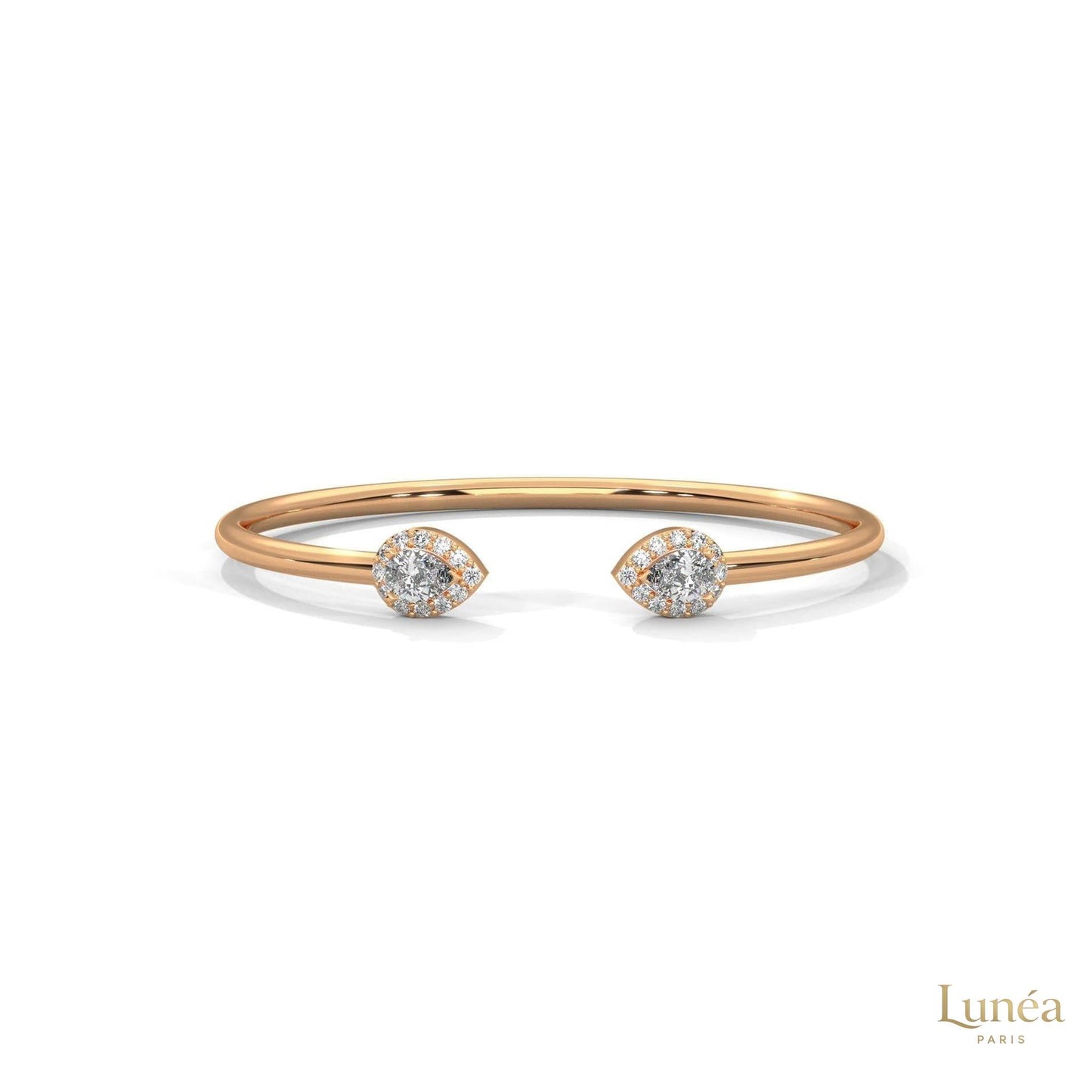 1.60 Ct. Open Bangle with Pear Lab Diamond Accents