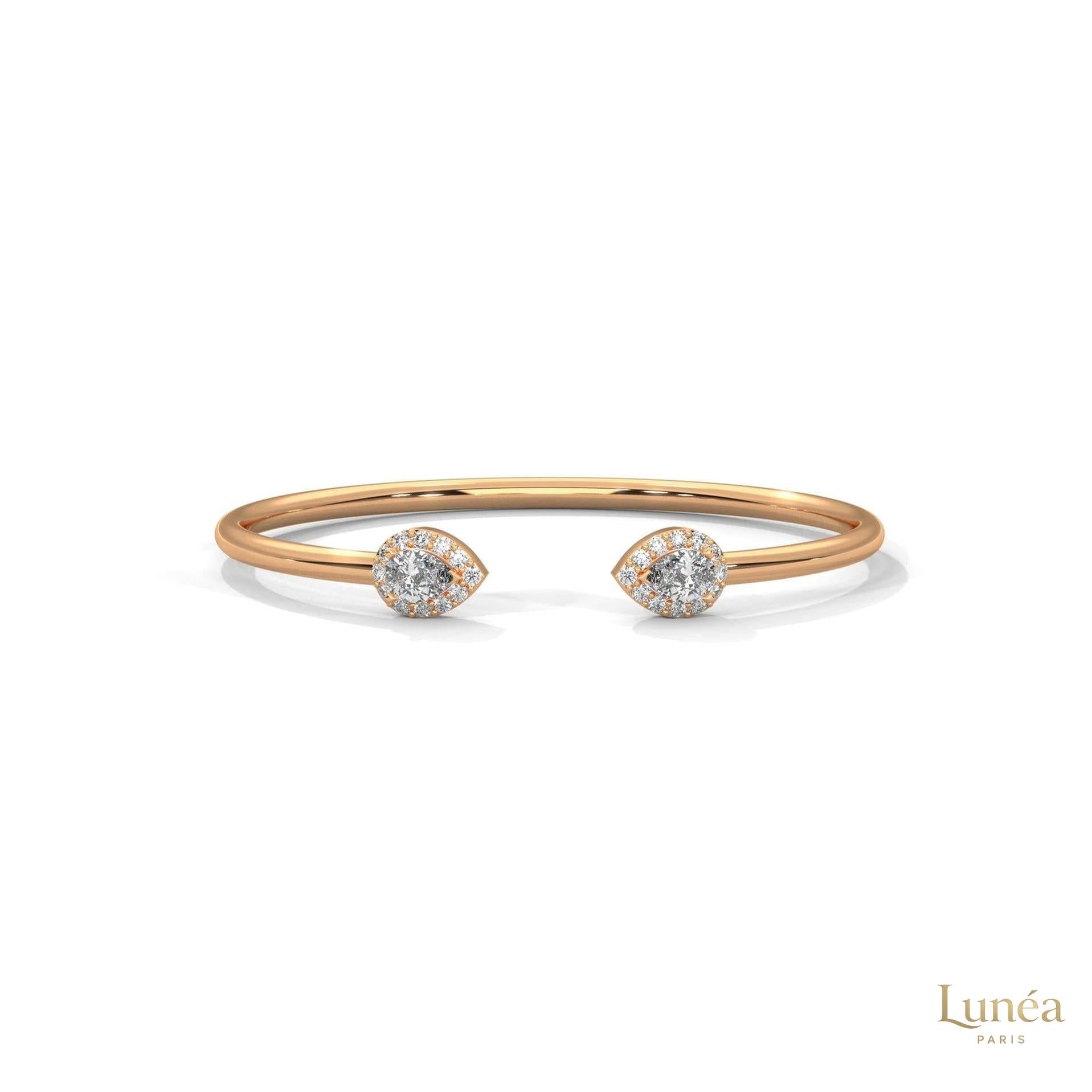 1.60 Ct. Open Bangle with Pear Lab Diamond Accents