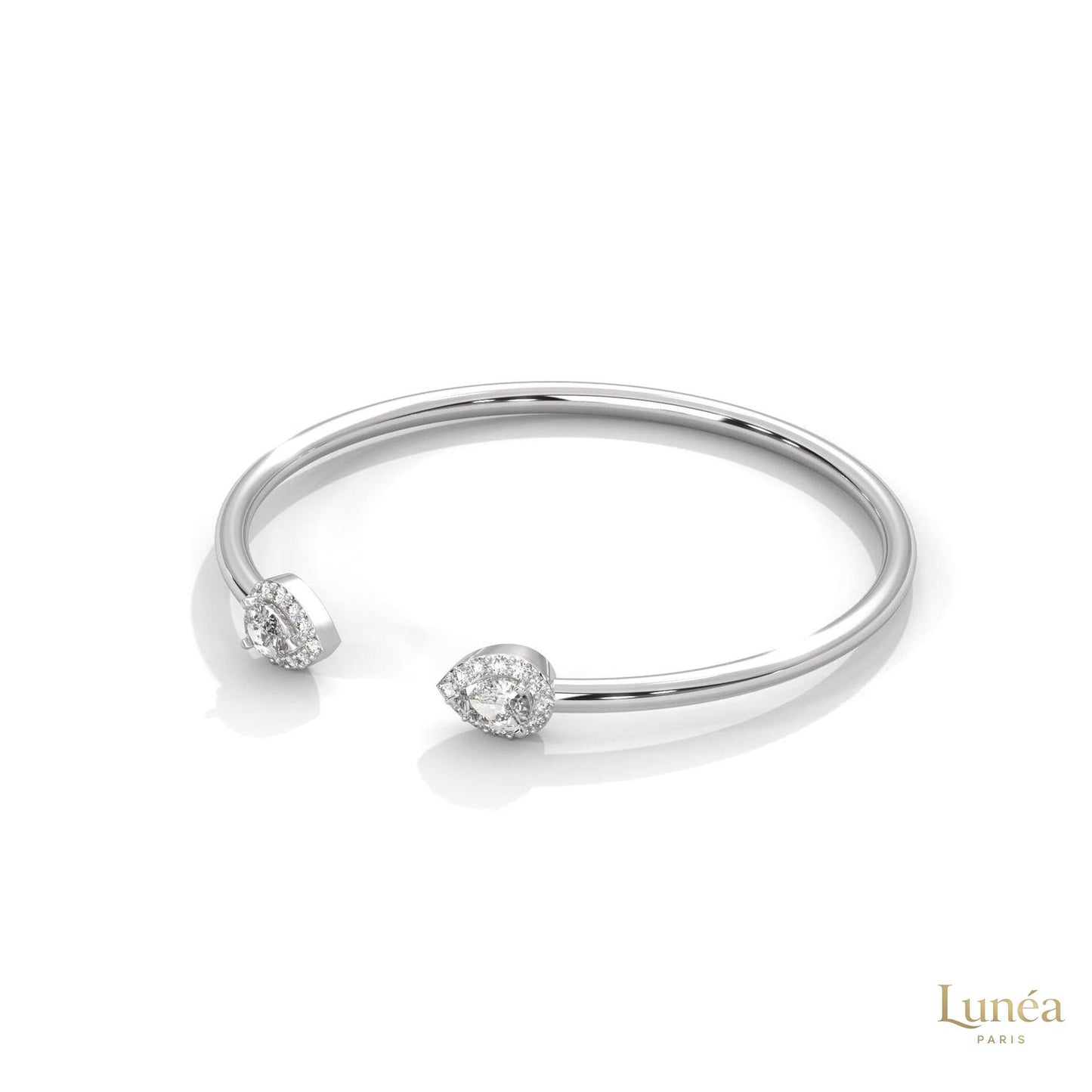 1.60 Ct. Open Bangle with Pear Lab Diamond Accents