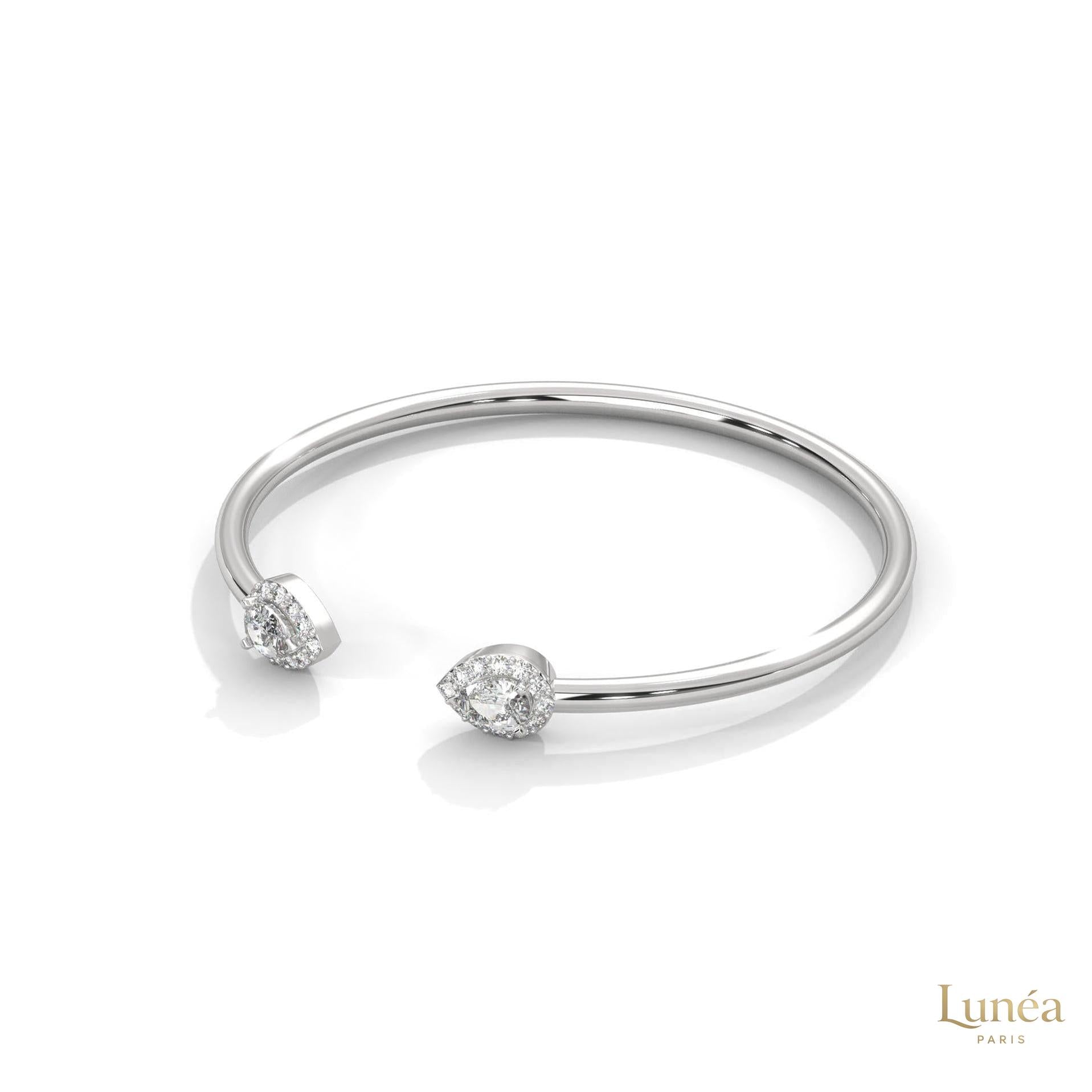 1.60 Ct. Open Bangle with Pear Lab Diamond Accents