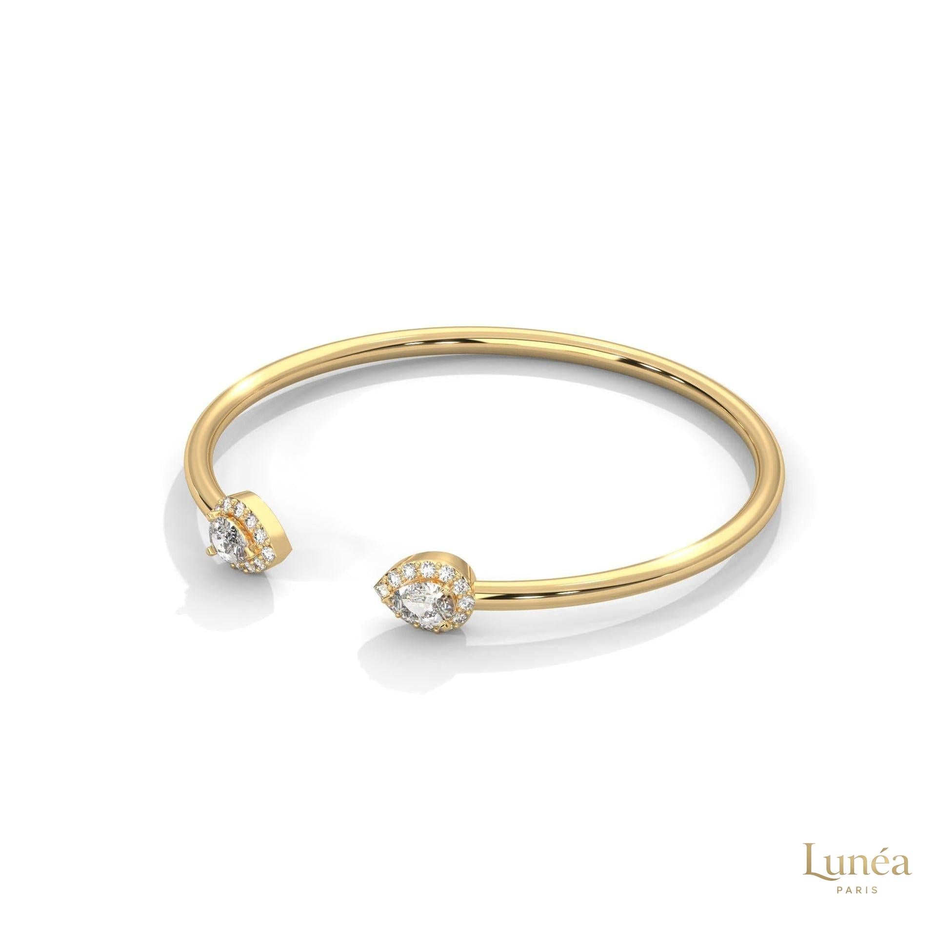 1.60 Ct. Open Bangle with Pear Lab Diamond Accents