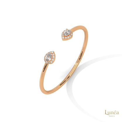 1.60 Ct. Open Bangle with Pear Lab Diamond Accents