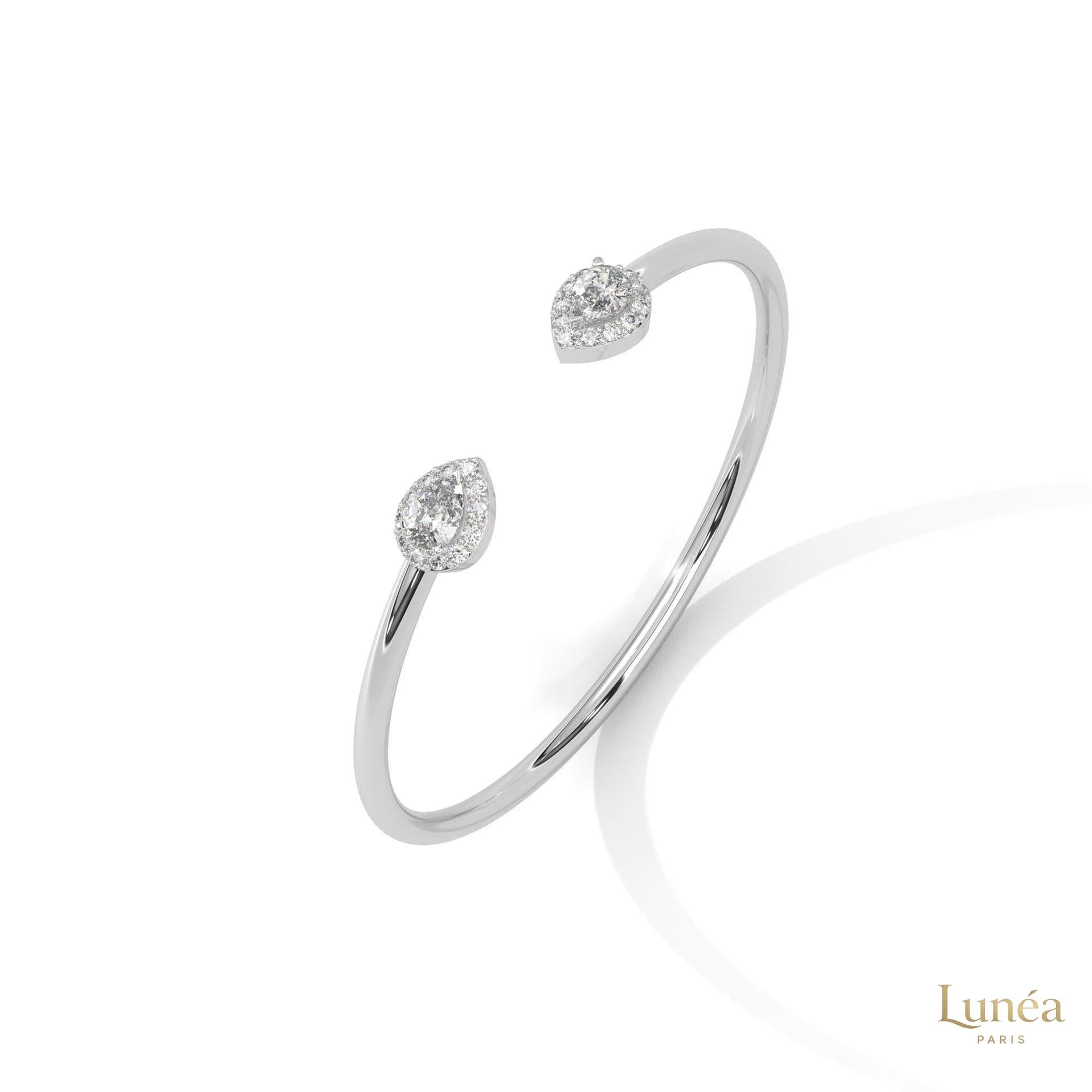 1.60 Ct. Open Bangle with Pear Lab Diamond Accents