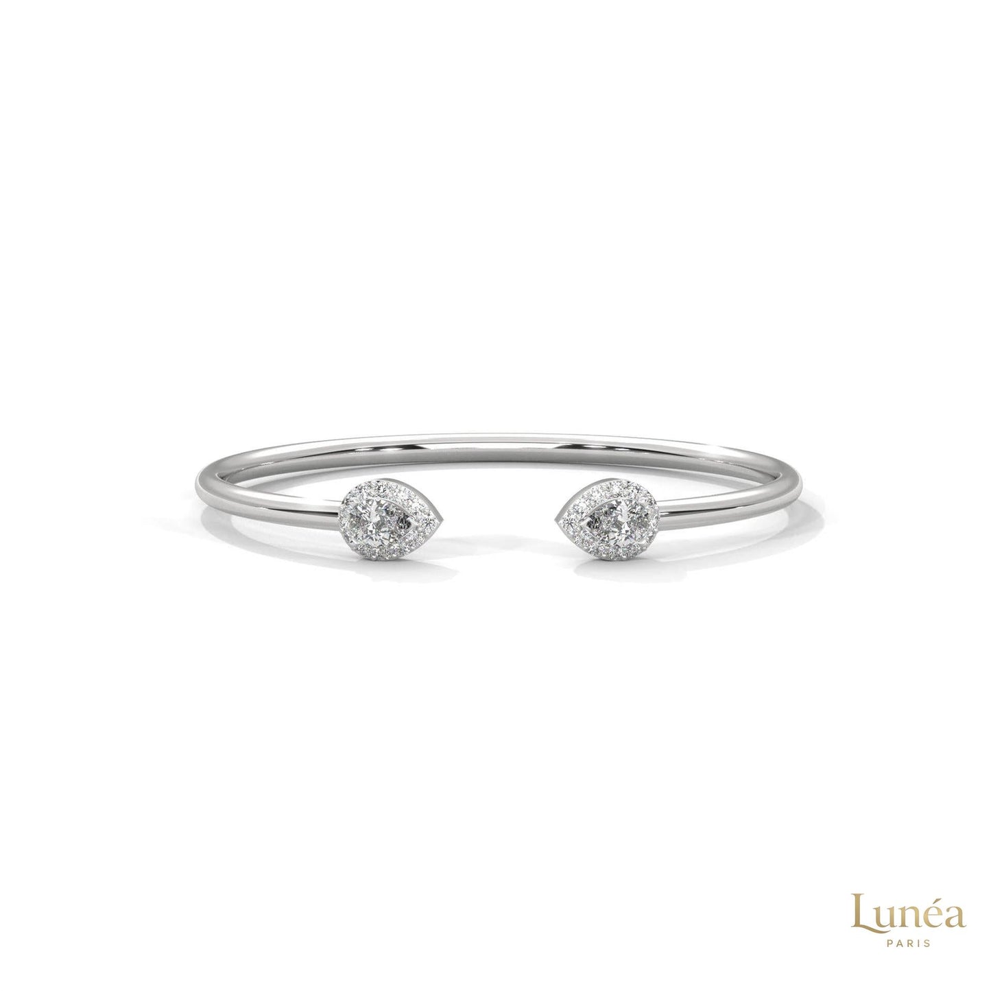 1.60 Ct. Open Bangle with Pear Lab Diamond Accents