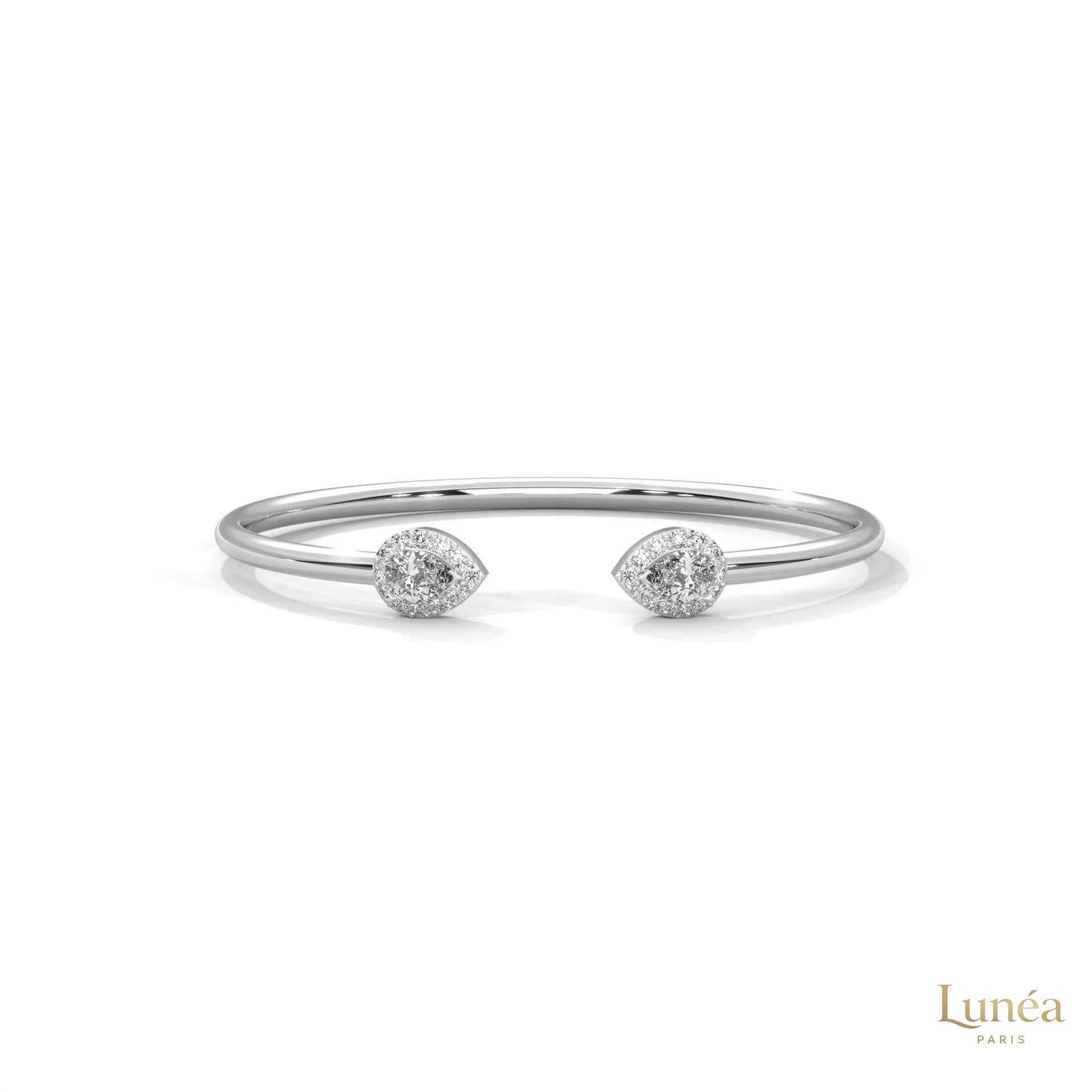 1.60 Ct. Open Bangle with Pear Lab Diamond Accents