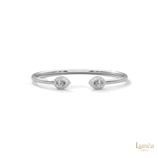 1.60 Ct. Open Bangle with Pear Lab Diamond Accents