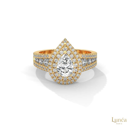 1.60 Ct. Pear Halo Lab Diamond Engagement Ring