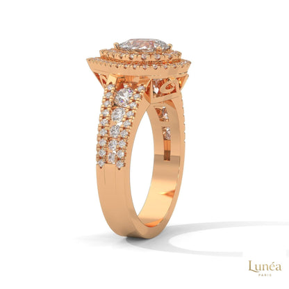 1.60 Ct. Pear Halo Lab Diamond Engagement Ring