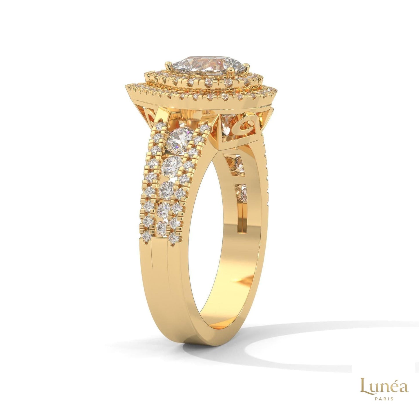 1.60 Ct. Pear Halo Lab Diamond Engagement Ring