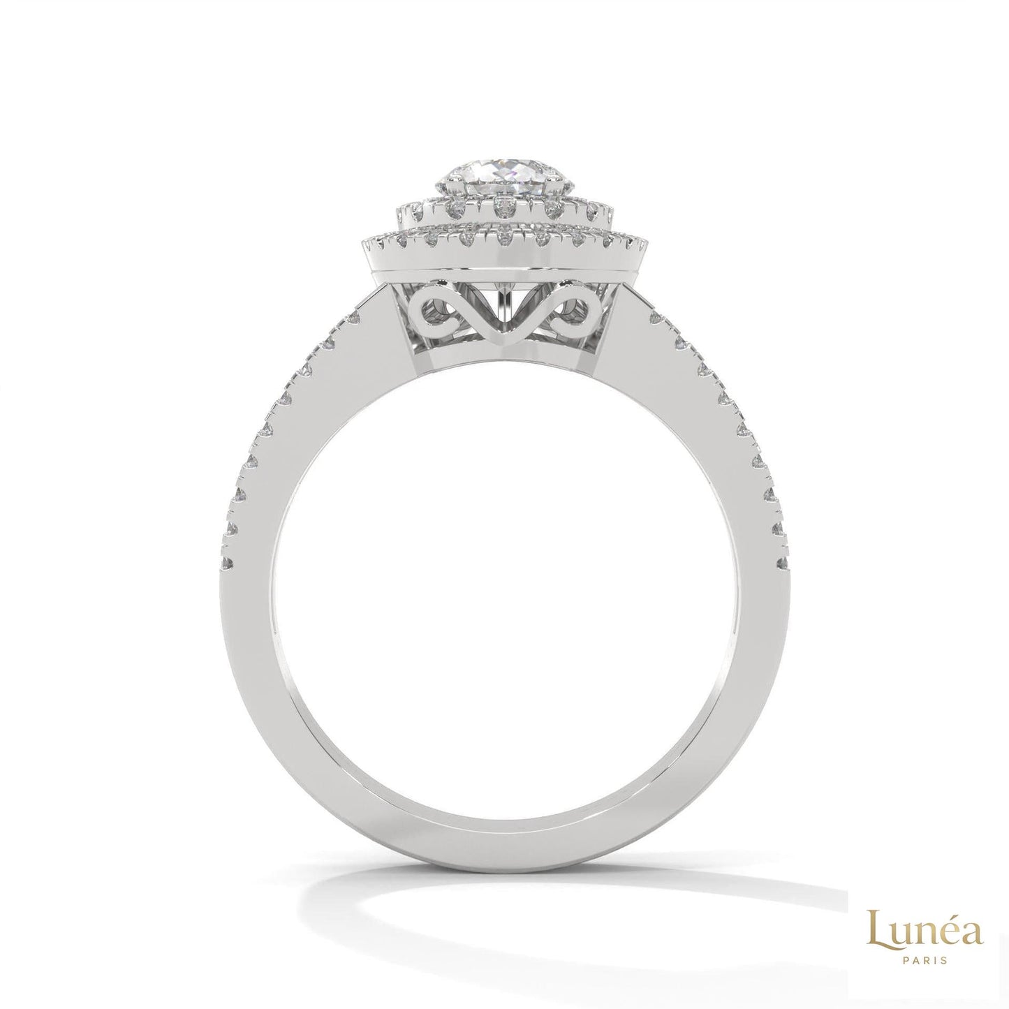 1.60 Ct. Pear Halo Lab Diamond Engagement Ring
