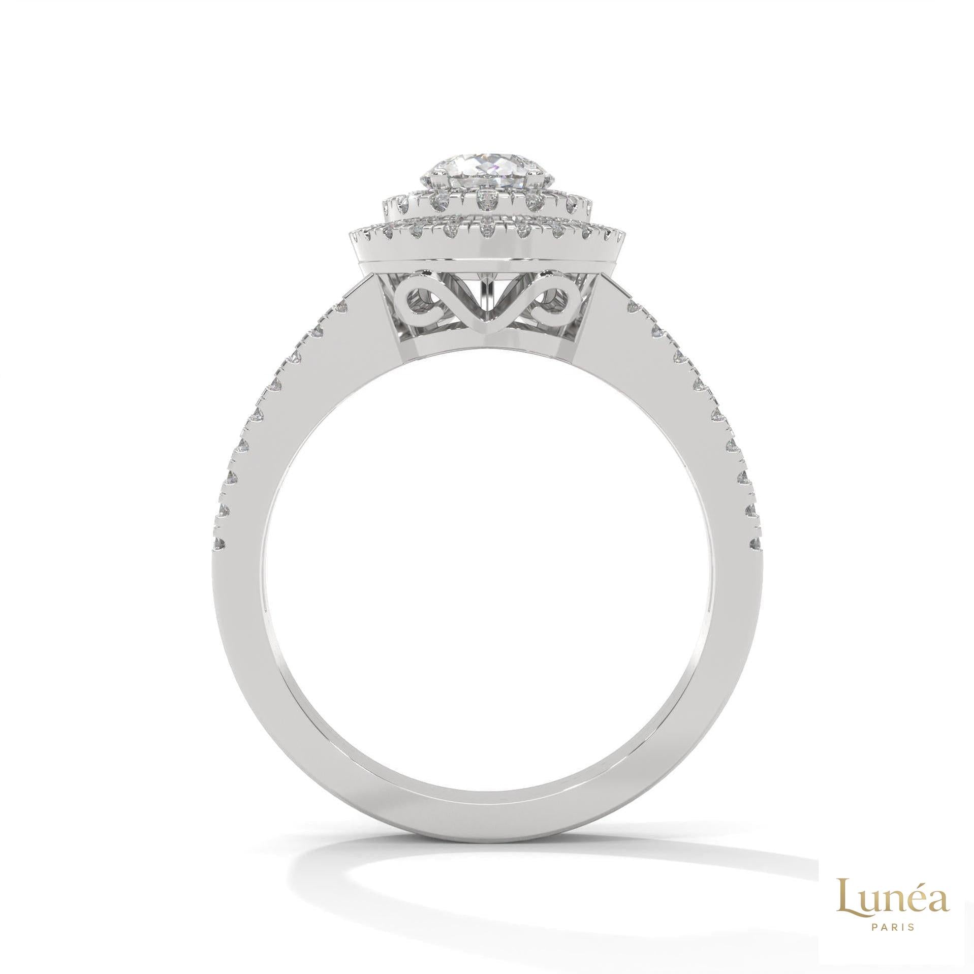1.60 Ct. Pear Halo Lab Diamond Engagement Ring