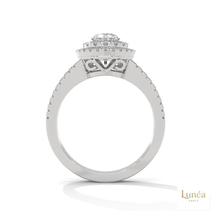 1.60 Ct. Pear Halo Lab Diamond Engagement Ring