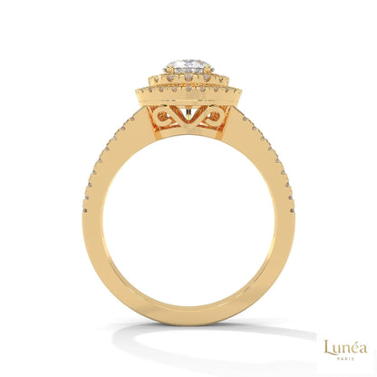 1.60 Ct. Pear Halo Lab Diamond Engagement Ring