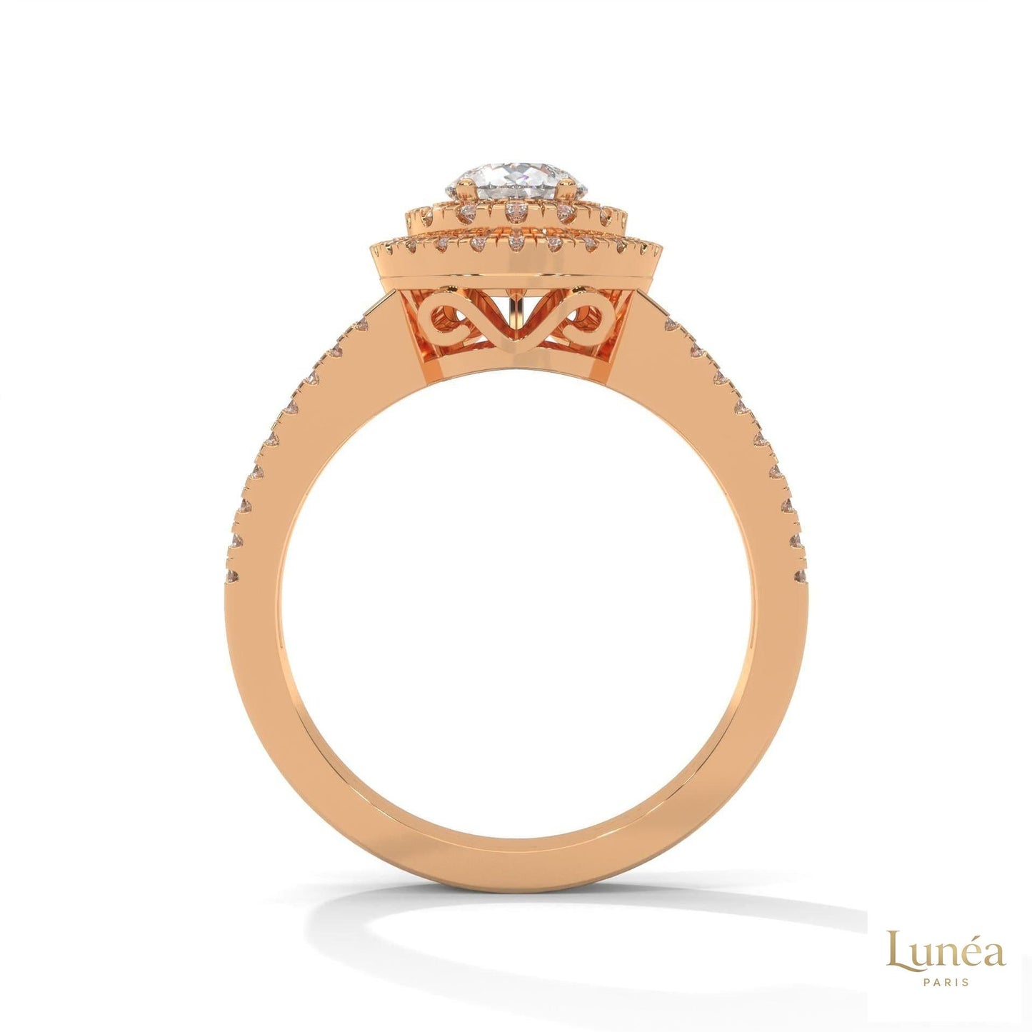 1.60 Ct. Pear Halo Lab Diamond Engagement Ring