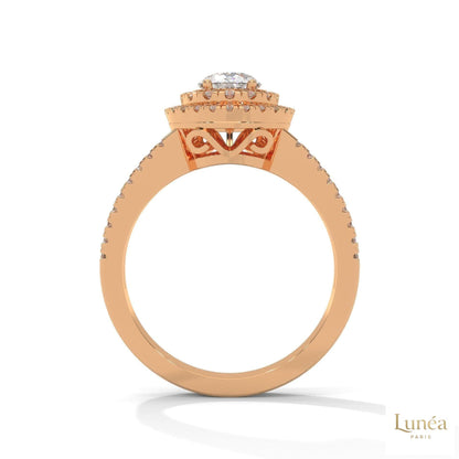 1.60 Ct. Pear Halo Lab Diamond Engagement Ring