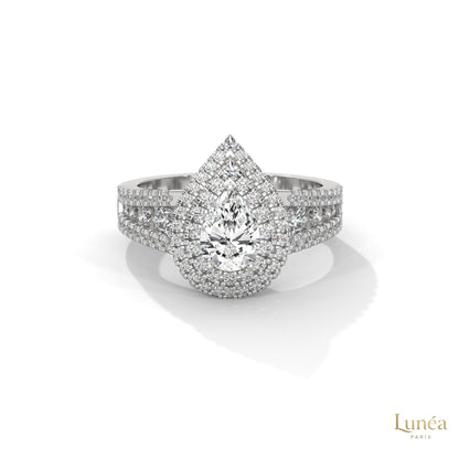 1.60 Ct. Pear Halo Lab Diamond Engagement Ring