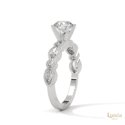 1.60 Ct. Round Lab Diamond Marquise Engagement Ring