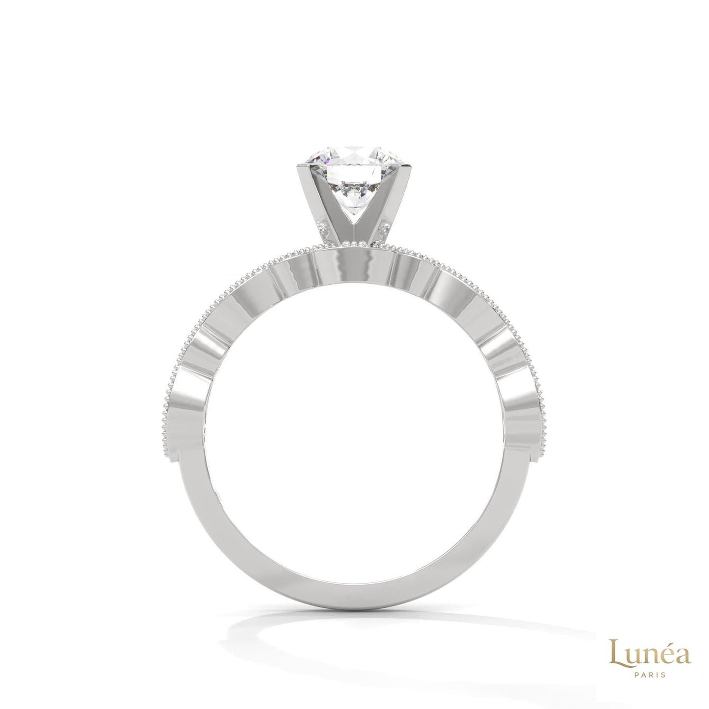1.60 Ct. Round Lab Diamond Marquise Engagement Ring
