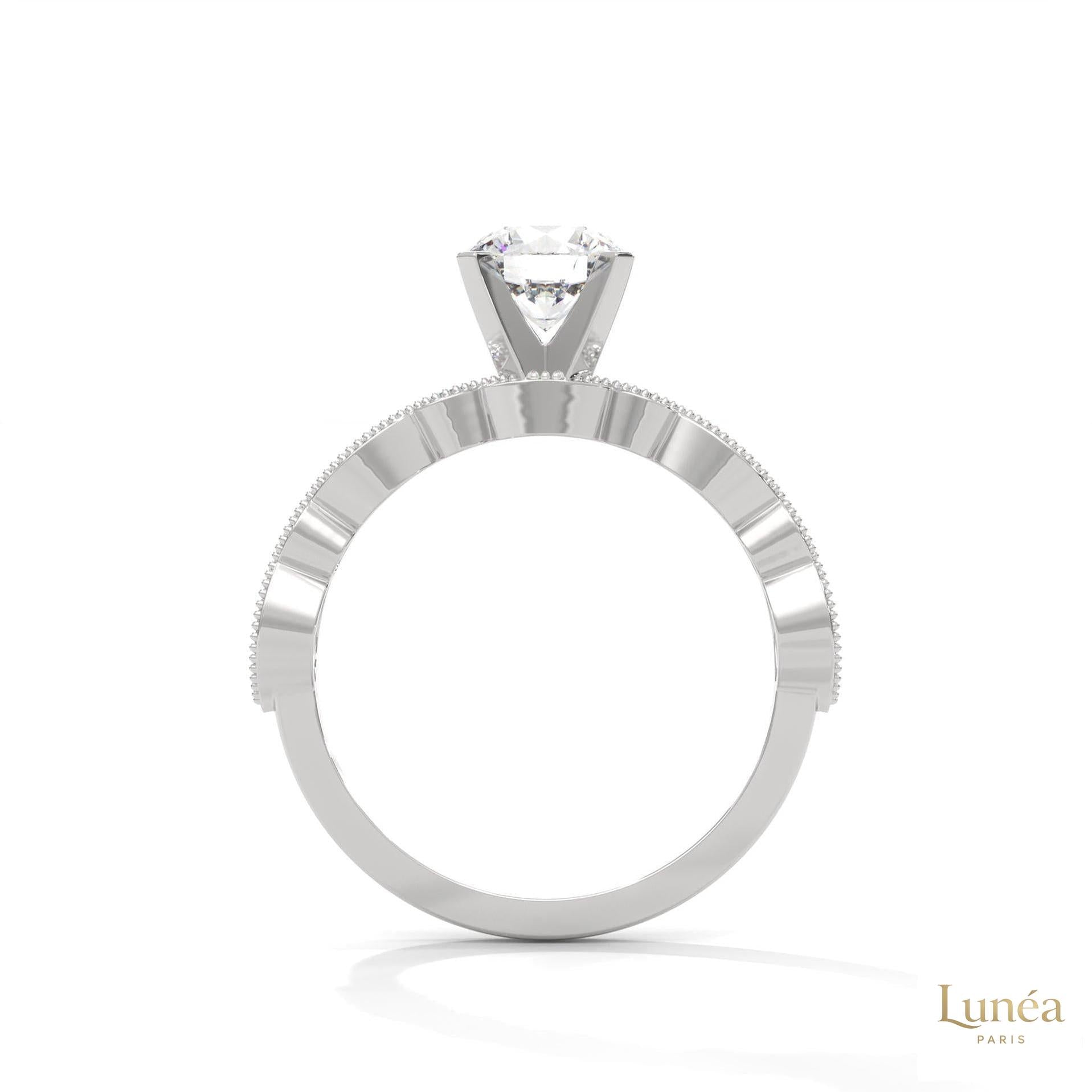 1.60 Ct. Round Lab Diamond Marquise Engagement Ring
