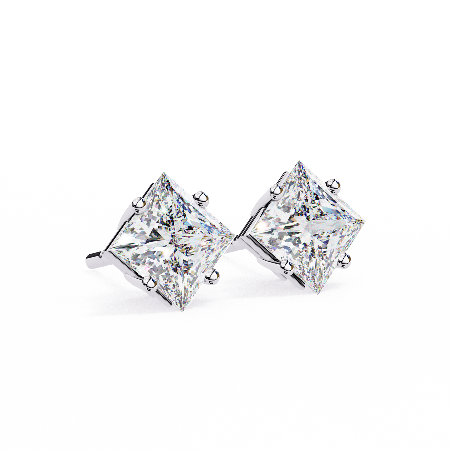 2.39 CTW Princess-Cut Lab-Grown Diamond Stud Earrings in 14K Gold