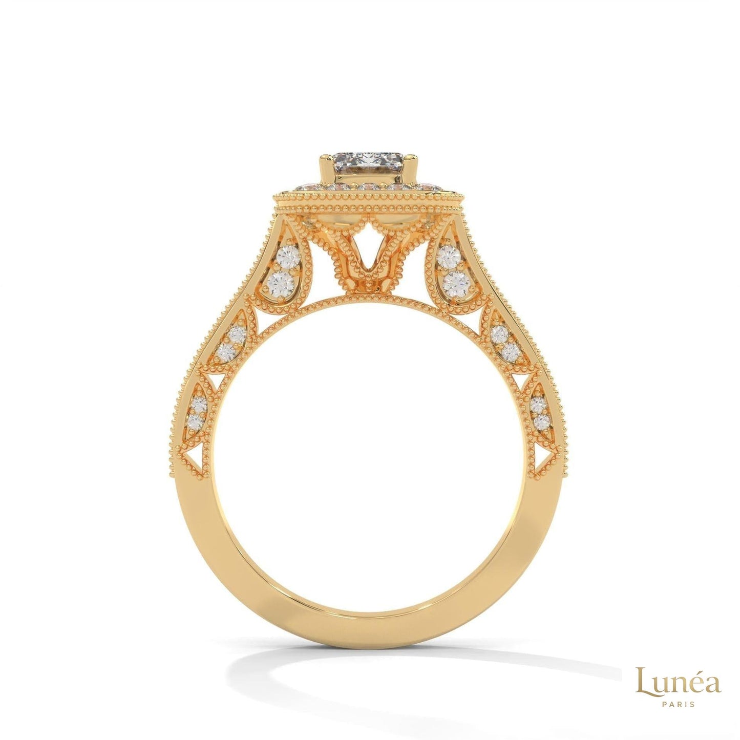 1.70 Ct. Emerald-Cut Halo Lab Diamond Ring