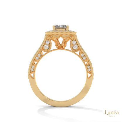 1.70 Ct. Emerald-Cut Halo Lab Diamond Ring