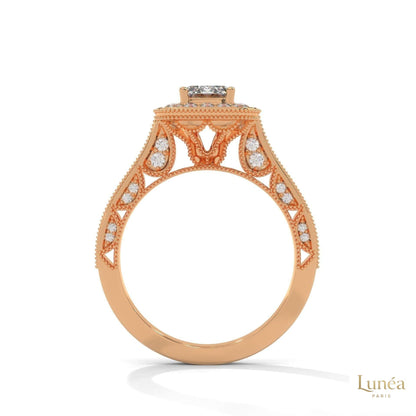 1.70 Ct. Emerald-Cut Halo Lab Diamond Ring