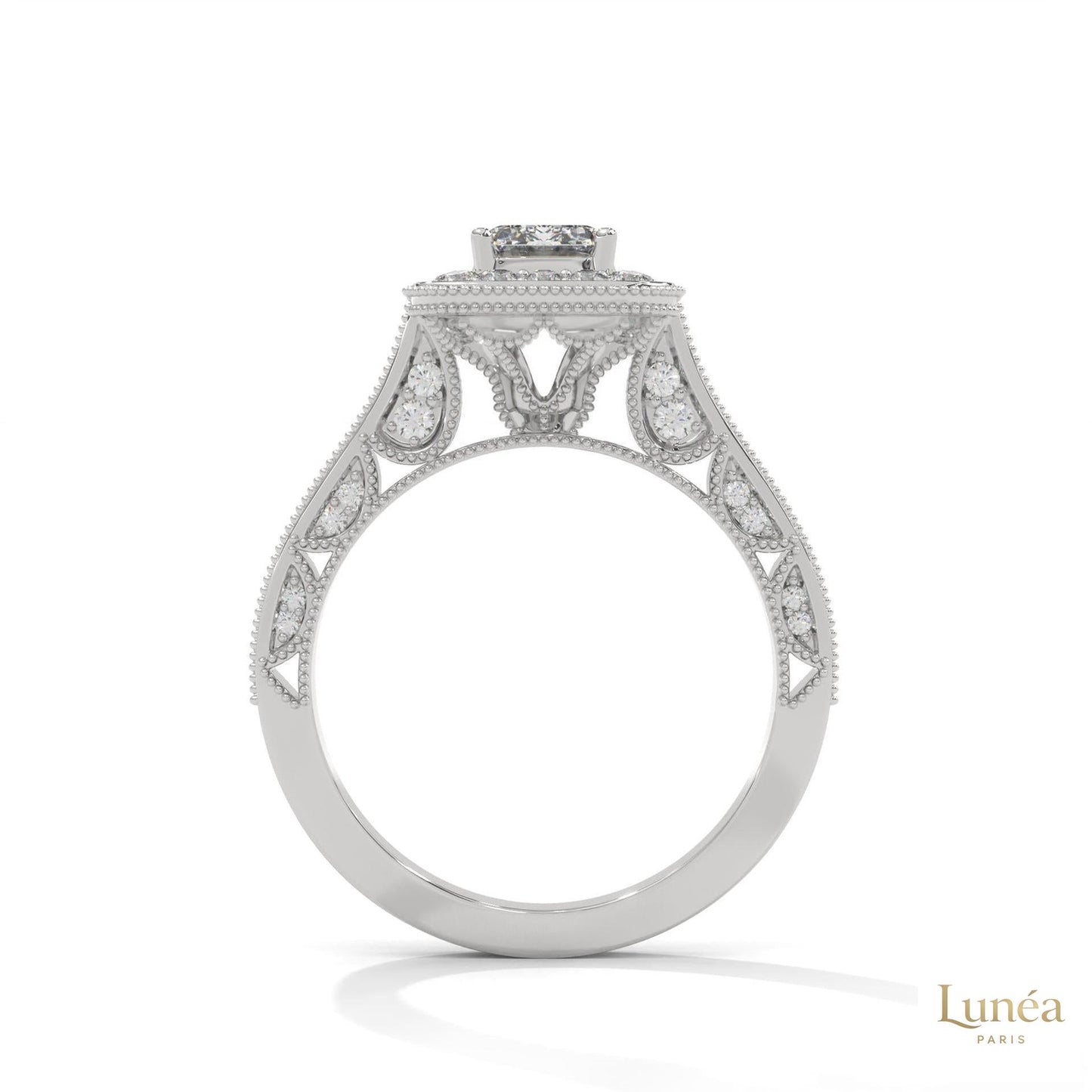 1.70 Ct. Emerald-Cut Halo Lab Diamond Ring