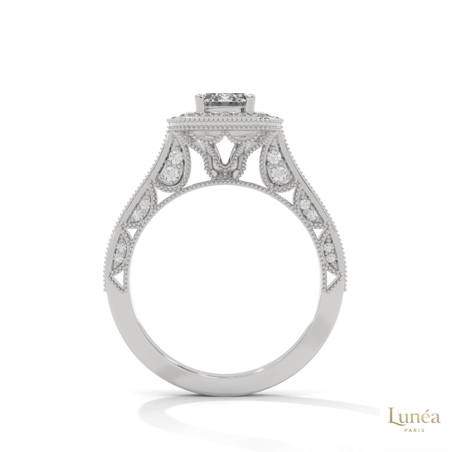 1.70 Ct. Emerald-Cut Halo Lab Diamond Ring