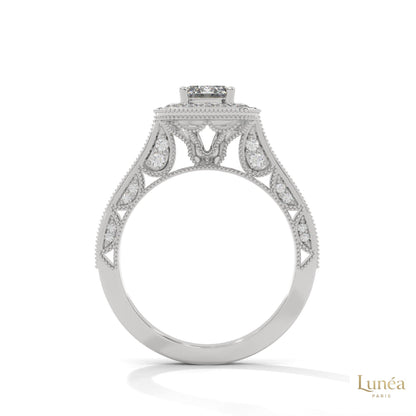 1.70 Ct. Emerald-Cut Halo Lab Diamond Ring