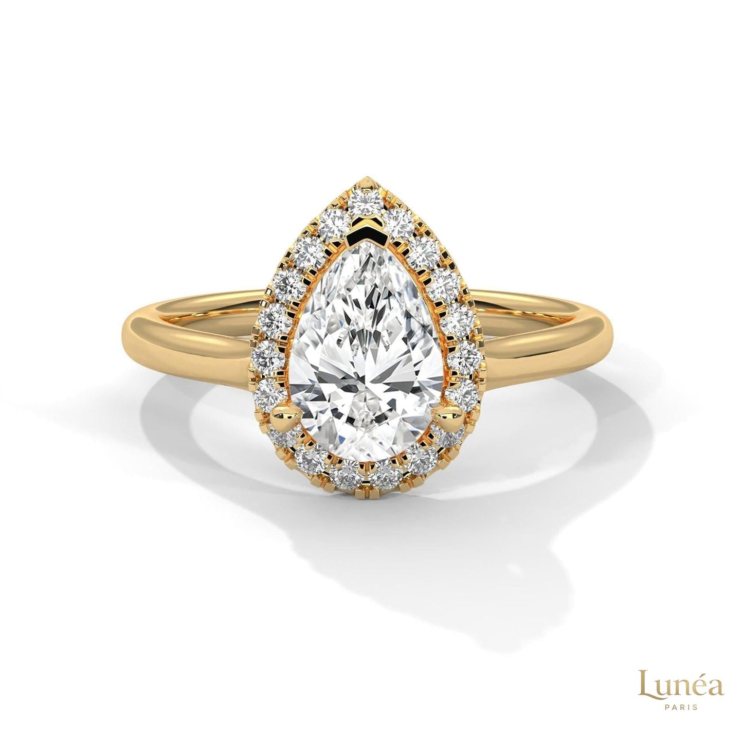 1.70 Ct. Pear Halo Lab Diamond Engagement Ring