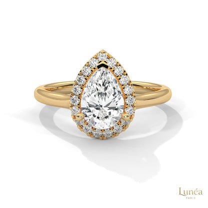 1.70 Ct. Pear Halo Lab Diamond Engagement Ring