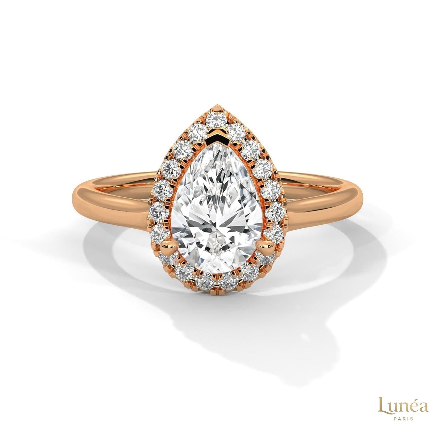 1.70 Ct. Pear Halo Lab Diamond Engagement Ring