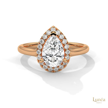 1.70 Ct. Pear Halo Lab Diamond Engagement Ring