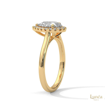 1.70 Ct. Pear Halo Lab Diamond Engagement Ring