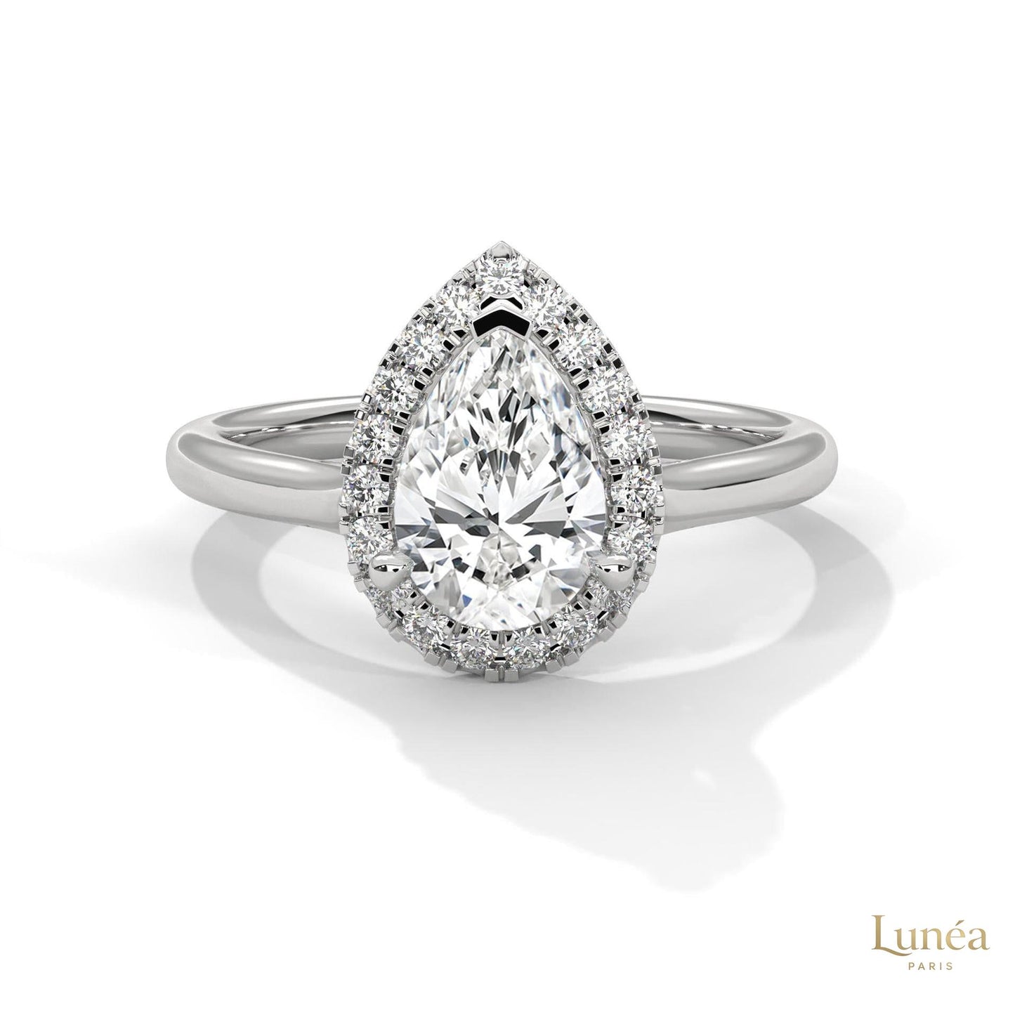 1.70 Ct. Pear Halo Lab Diamond Engagement Ring