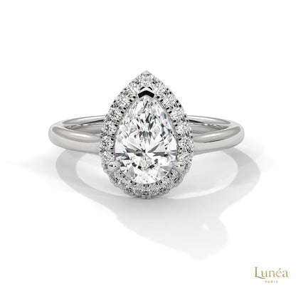 1.70 Ct. Pear Halo Lab Diamond Engagement Ring