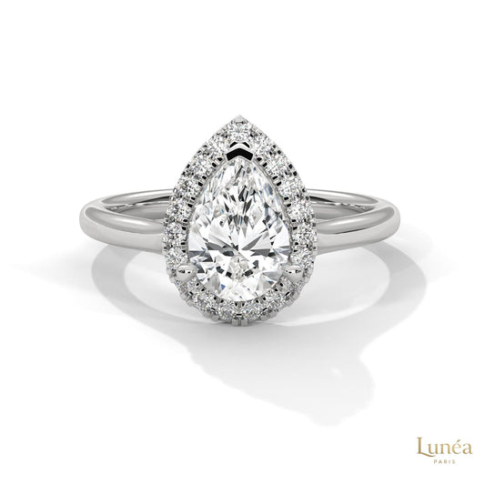 1.70 Ct. Pear Halo Lab Diamond Engagement Ring
