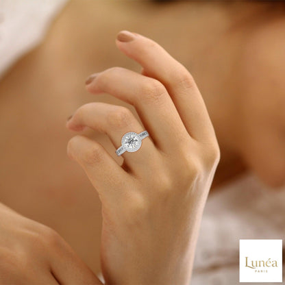 1.70 Ct. Round Halo Lab Diamond Engagement Ring