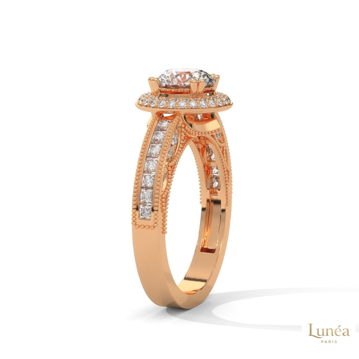 1.70 Ct. Round Halo Lab Diamond Engagement Ring