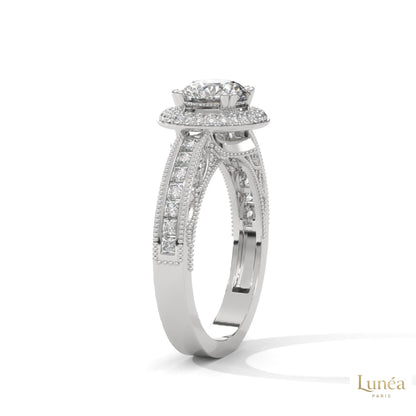 1.70 Ct. Round Halo Lab Diamond Engagement Ring