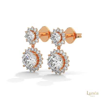 1.75 CT. Double Halo Diamond Drop Earrings