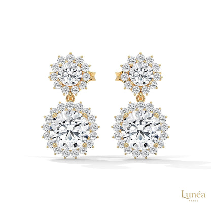 1.75 CT. Double Halo Diamond Drop Earrings