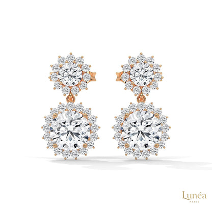 1.75 CT. Double Halo Diamond Drop Earrings