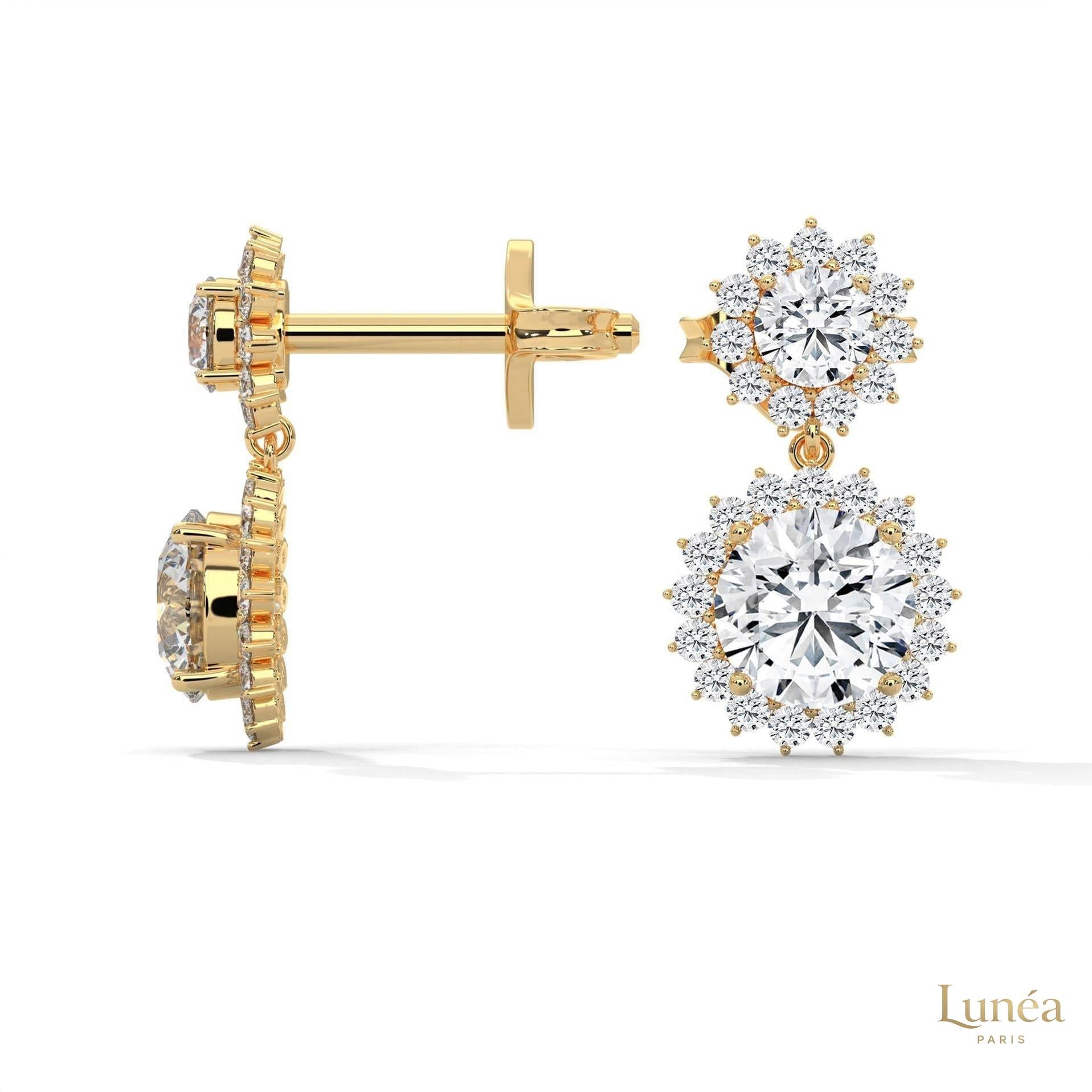 1.75 CT. Double Halo Diamond Drop Earrings