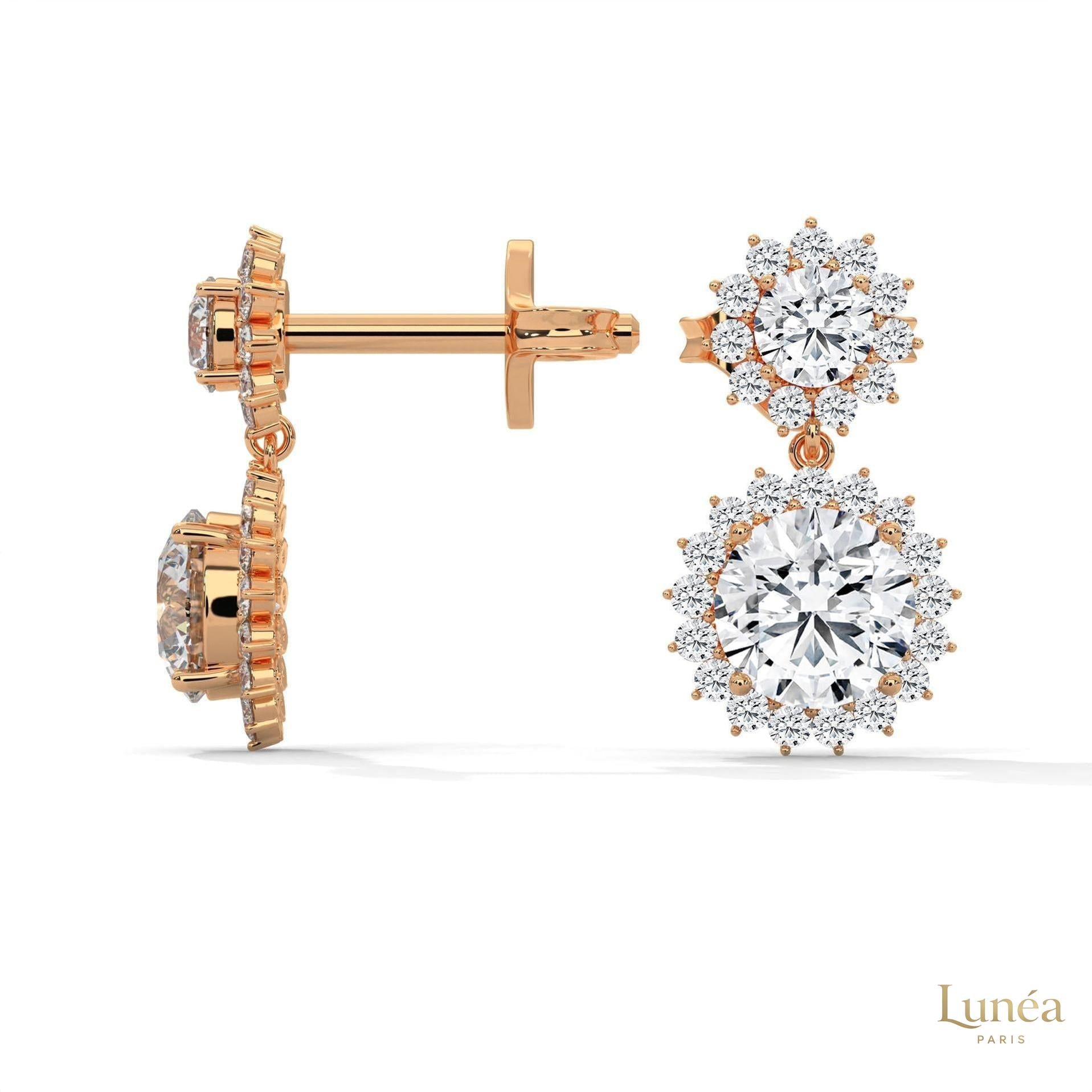 1.75 CT. Double Halo Diamond Drop Earrings